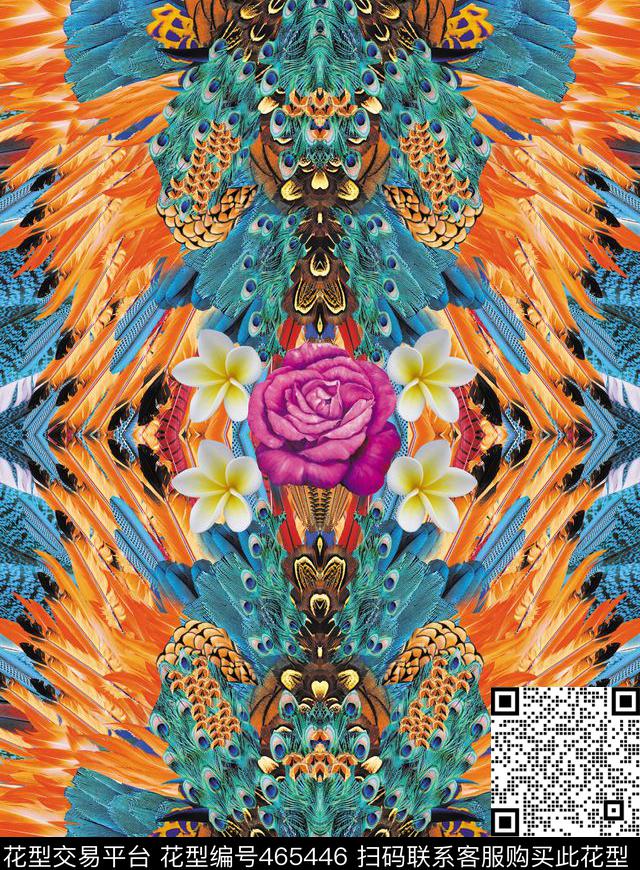 女装潮流大牌动物毛孔雀毛数码印花华亿平台下载（图片编号: 465446） - 瓦栏（Walan）