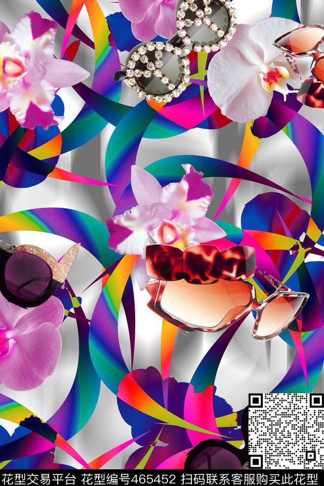 炫彩几何眼镜数码印花华亿平台下载（图片编号: 465452） - 瓦栏（Walan）