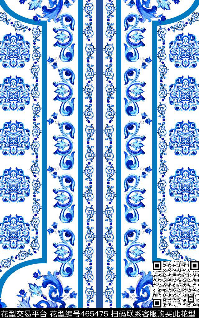 Dolce&Gabbana蓝白青花瓷数码印花华亿平台下载（图片编号: 465475） - 瓦栏（Walan）