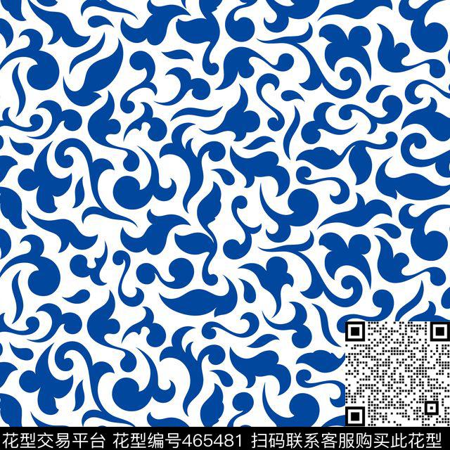 青花瓷花卉中国风传统印花华亿平台下载（图片编号: 465481） - 瓦栏（Walan）
