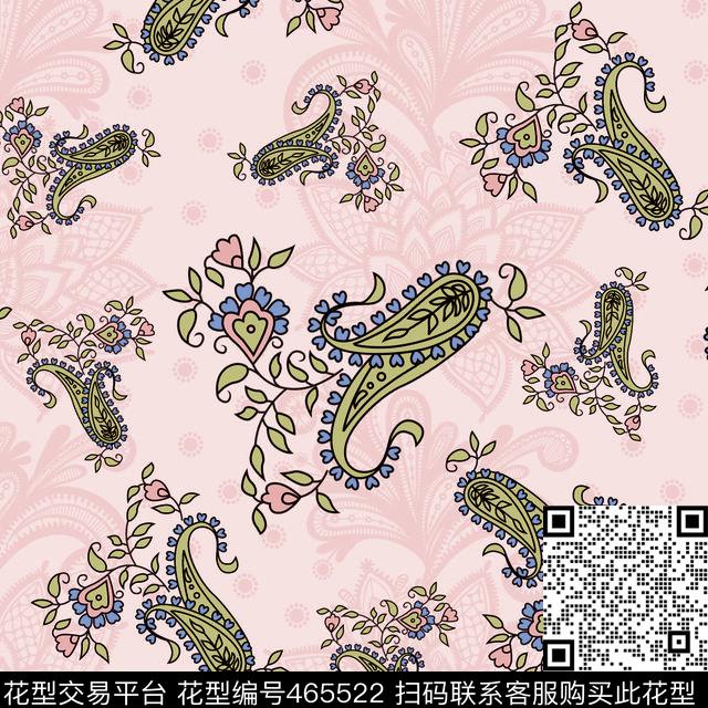 腰果花中国风怀旧传统印花华亿平台下载（图片编号: 465522） - 瓦栏（Walan）