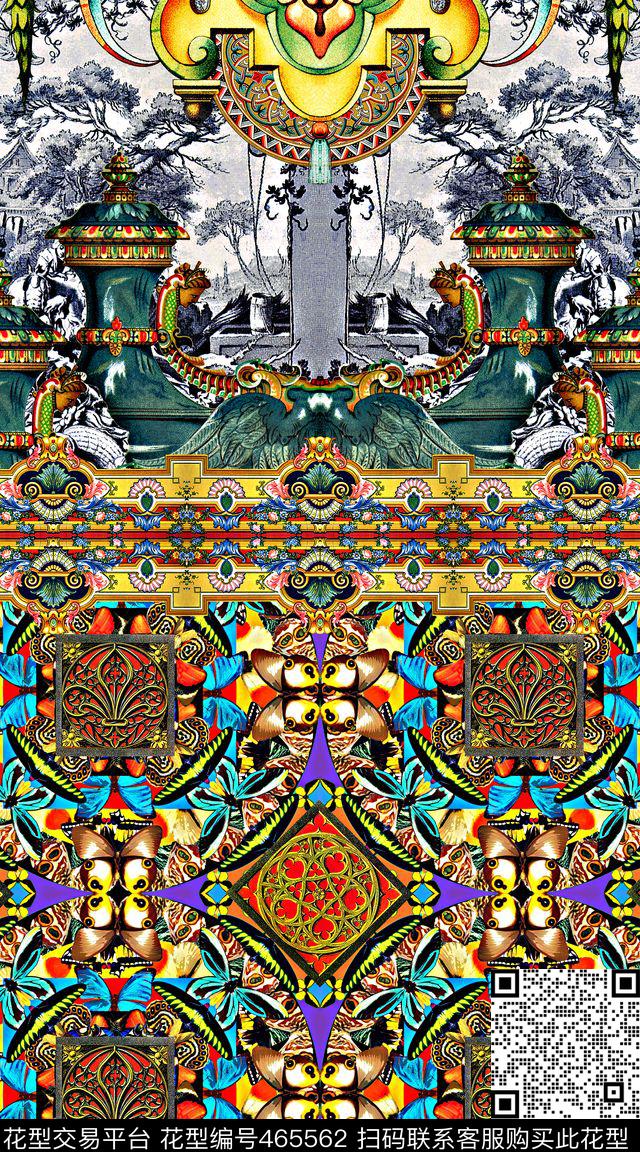 欧式民族风油画数码印花华亿平台下载（图片编号: 465562） - 瓦栏（Walan）