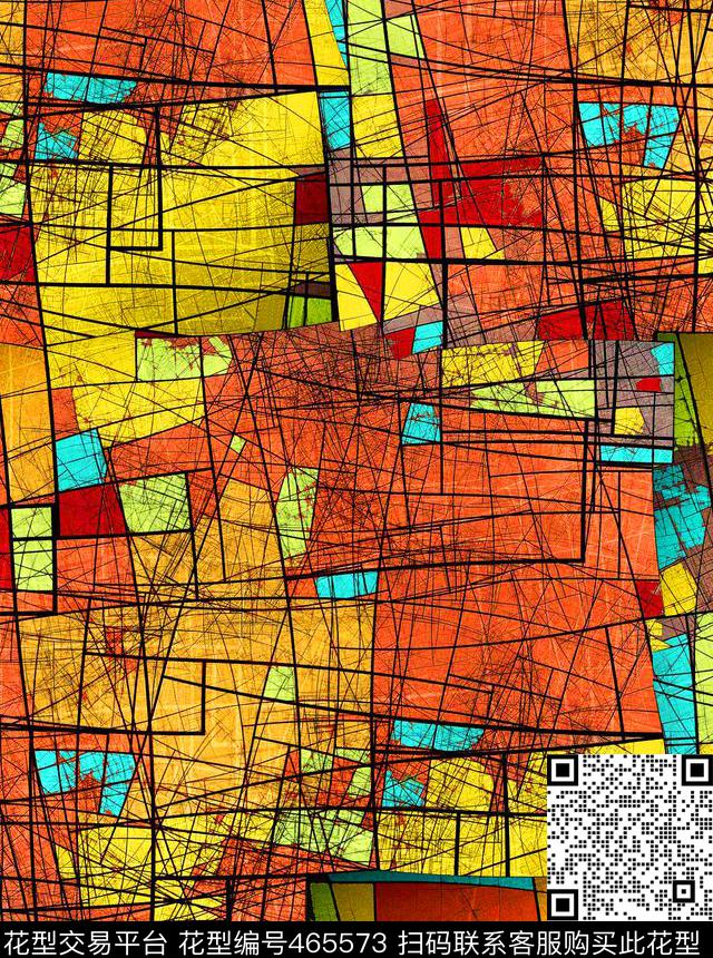 抽象几何凌乱线条男装女装衬衣数码印花华亿平台下载（图片编号: 465573） - 瓦栏（Walan）