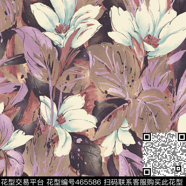 花卉时尚水彩数码印花华亿平台下载（图片编号: 465586） - 瓦栏（Walan）