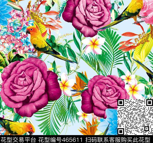 花卉女装热带植物数码印花华亿平台下载（图片编号: 465611） - 瓦栏（Walan）