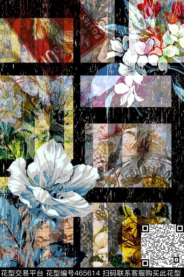 短裙花油画流行时尚数码印花华亿平台下载（图片编号: 465614） - 瓦栏（Walan）