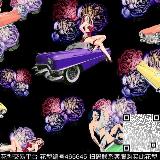 美女大花汽车数码印花华亿平台下载（图片编号: 465645） - 瓦栏（Walan）