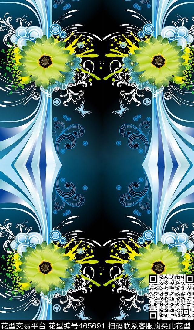 大朵花花卉闪光数码印花华亿平台下载（图片编号: 465691） - 瓦栏（Walan）