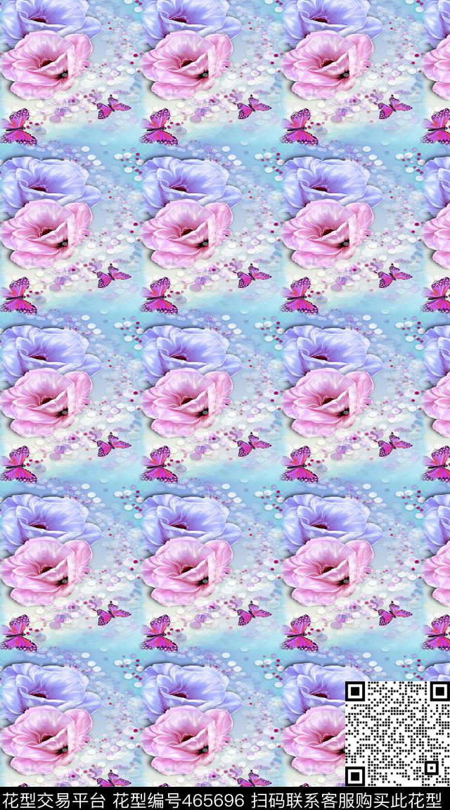 花卉花组玫瑰数码印花华亿平台下载（图片编号: 465696） - 瓦栏（Walan）