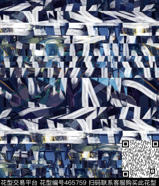 复古几何潮流数码印花华亿平台下载（图片编号: 465759） - 瓦栏（Walan）