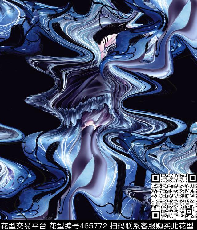 复古水波纹潮流数码印花华亿平台下载（图片编号: 465772） - 瓦栏（Walan）