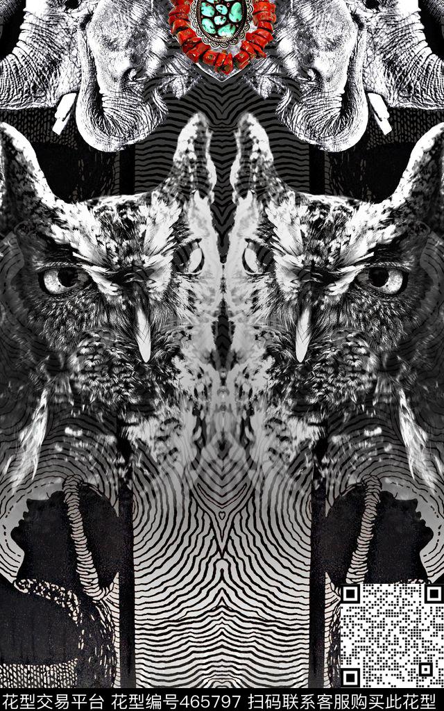 创意黑白定位数码印花华亿平台下载（图片编号: 465797） - 瓦栏（Walan）