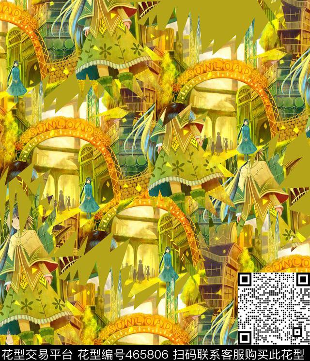 复古建筑男装华亿平台数码印花华亿平台下载（图片编号: 465806） - 瓦栏（Walan）