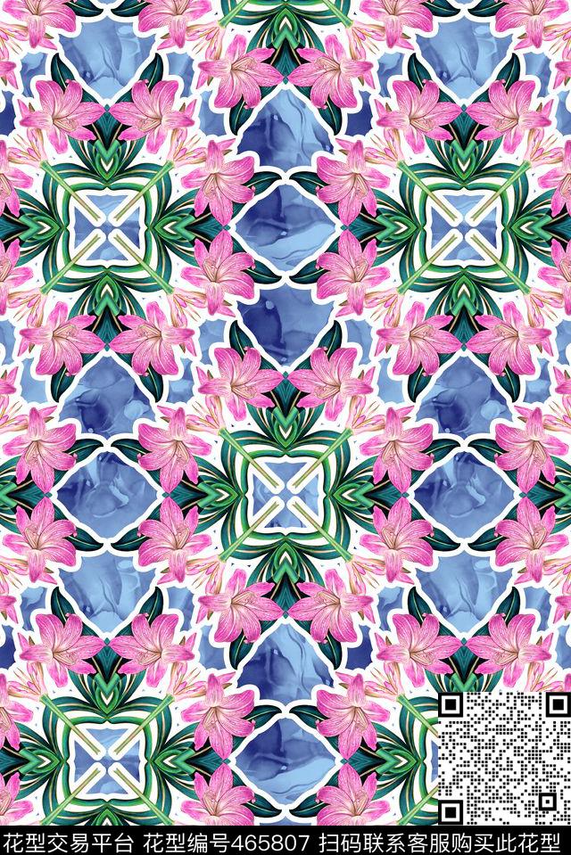 民族花卉花朵数码印花华亿平台下载（图片编号: 465807） - 瓦栏（Walan）