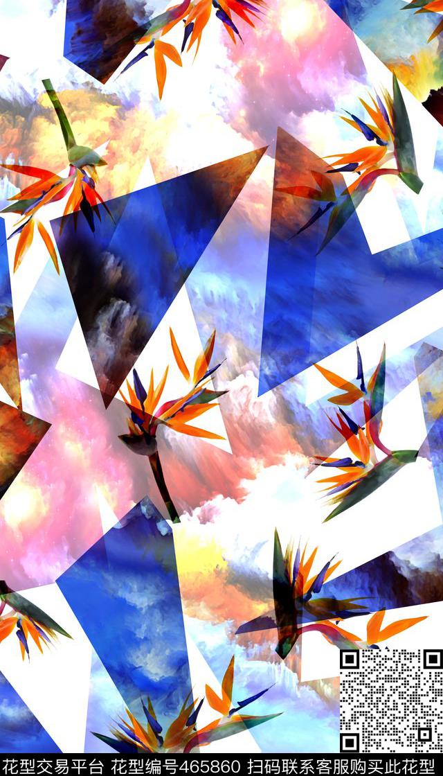 抽象风景分割天堂鸟数码印花华亿平台下载（图片编号: 465860） - 瓦栏（Walan）