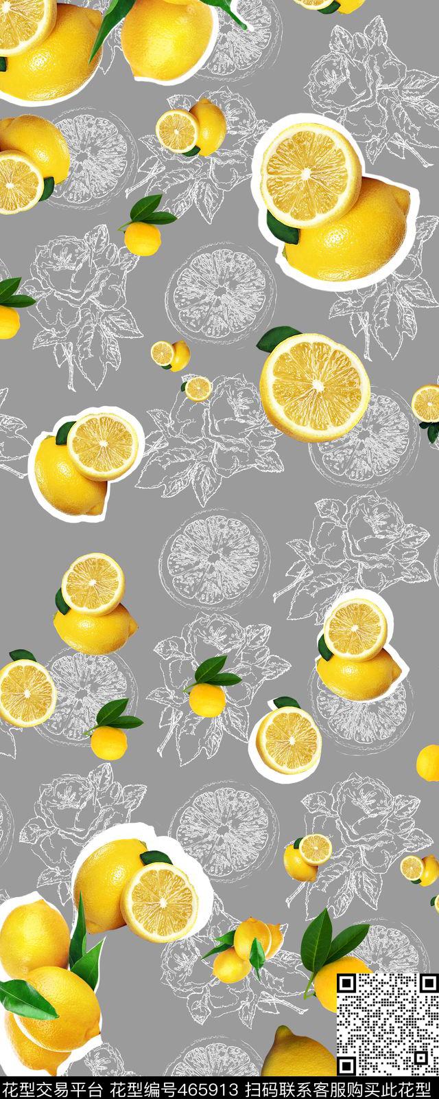 夏日柠檬清凉数码印花华亿平台下载（图片编号: 465913） - 瓦栏（Walan）