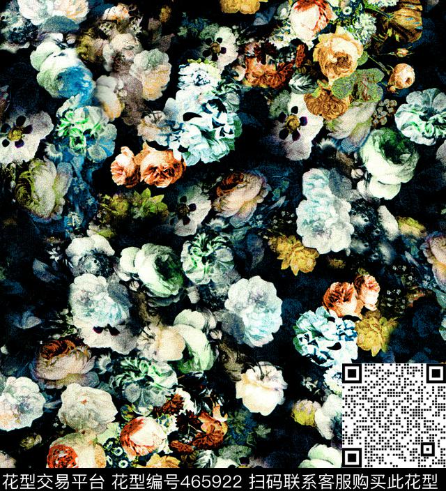 花复古时尚小花数码印花华亿平台下载（图片编号: 465922） - 瓦栏（Walan）