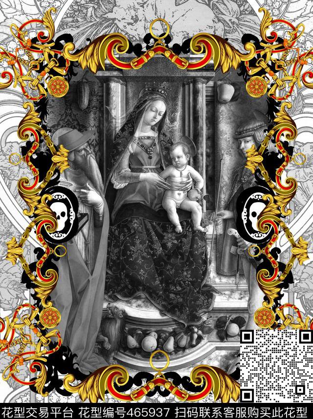 潮流时尚大牌定位金属花边数码印花华亿平台下载（图片编号: 465937） - 瓦栏（Walan）