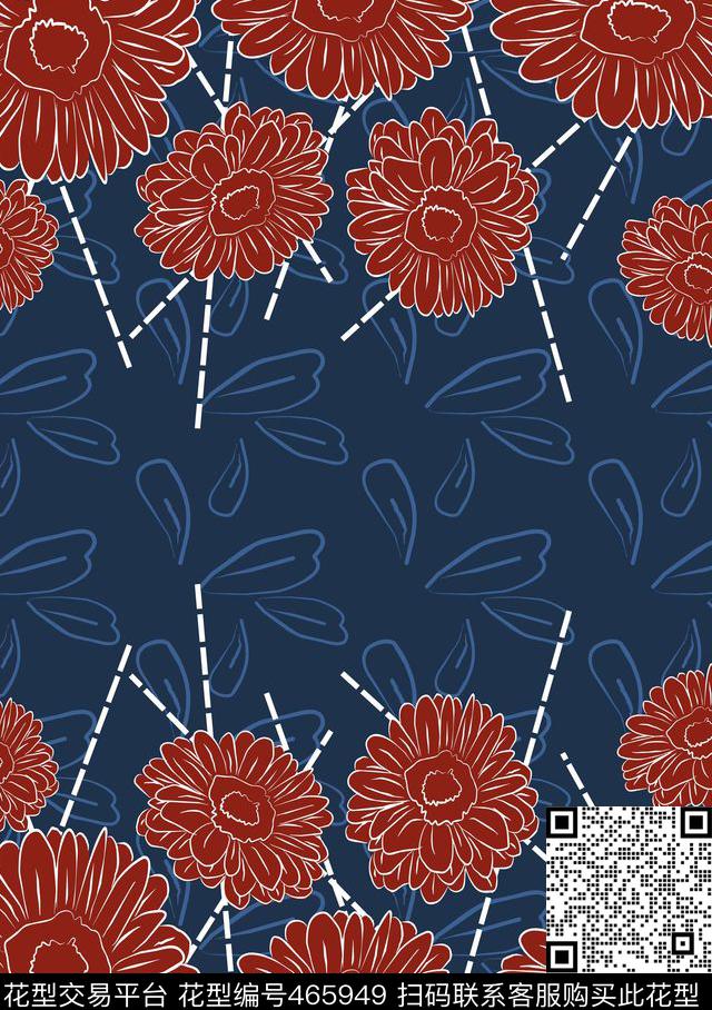定位华亿平台菊花花卉传统印花华亿平台下载（图片编号: 465949） - 瓦栏（Walan）