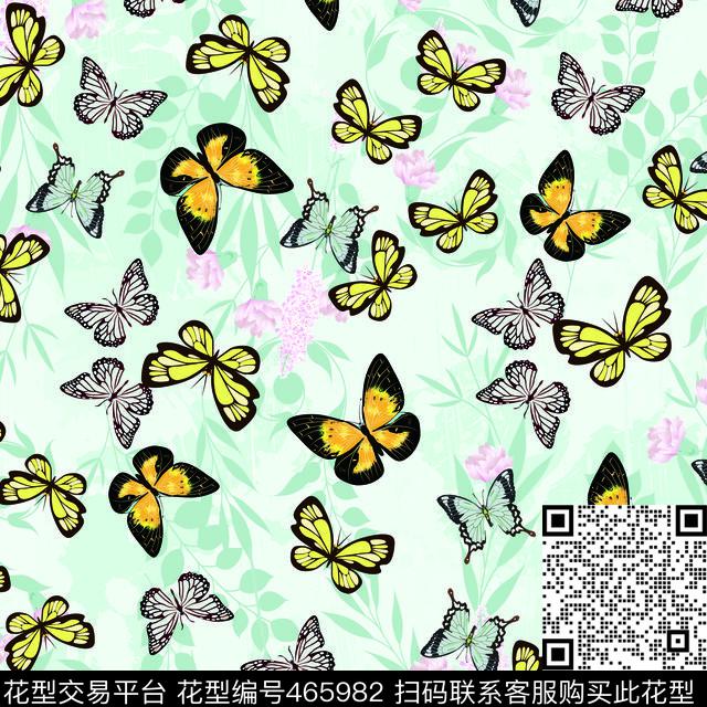 花叶蝴蝶花裙子数码印花华亿平台下载（图片编号: 465982） - 瓦栏（Walan）