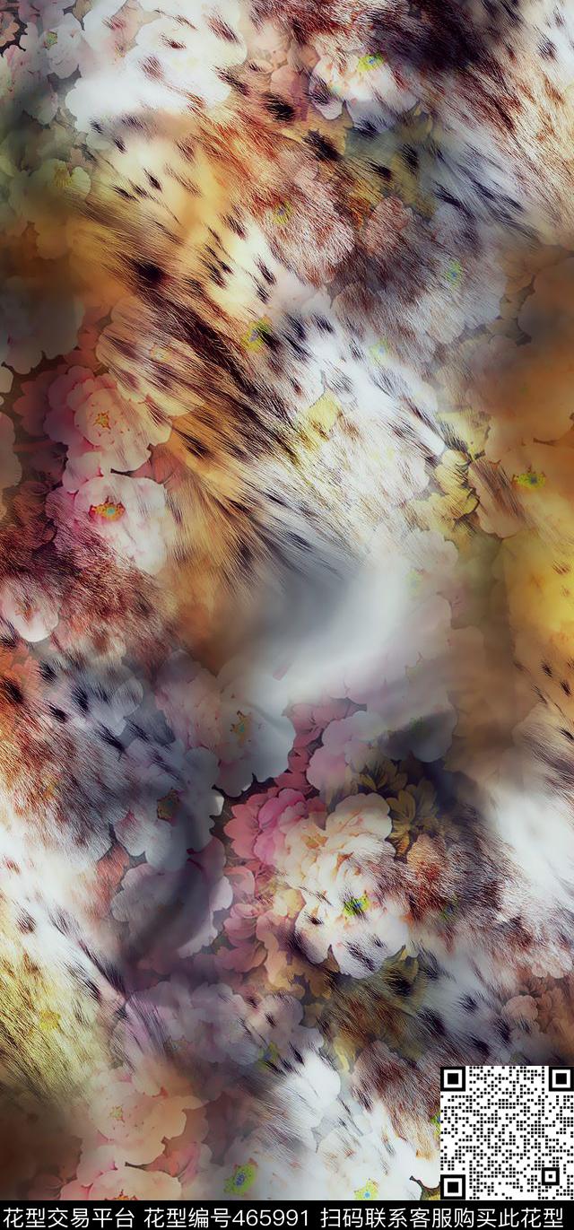 女装华亿平台抽象花卉动物皮毛数码印花华亿平台下载（图片编号: 465991） - 瓦栏（Walan）