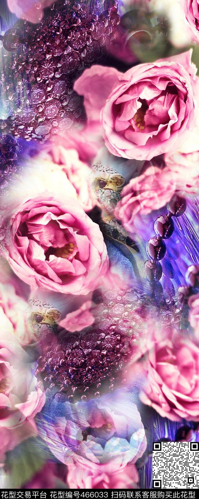 女装华亿平台抽象花卉女装数码印花华亿平台下载（图片编号: 466033） - 瓦栏（Walan）