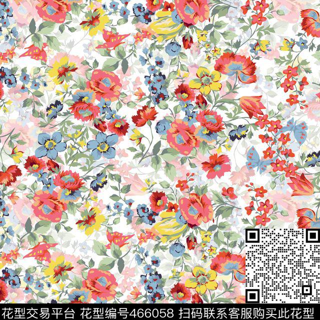 花卉中国风小碎花传统印花华亿平台下载（图片编号: 466058） - 瓦栏（Walan）