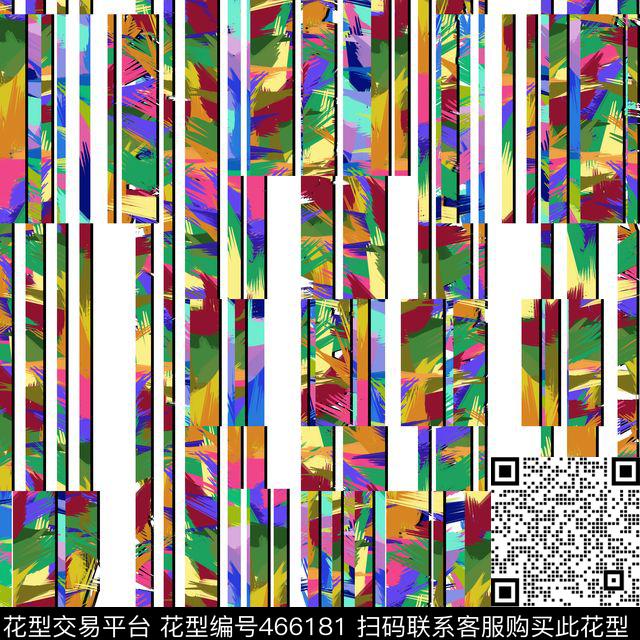 潮流复古条纹数码印花华亿平台下载（图片编号: 466181） - 瓦栏（Walan）