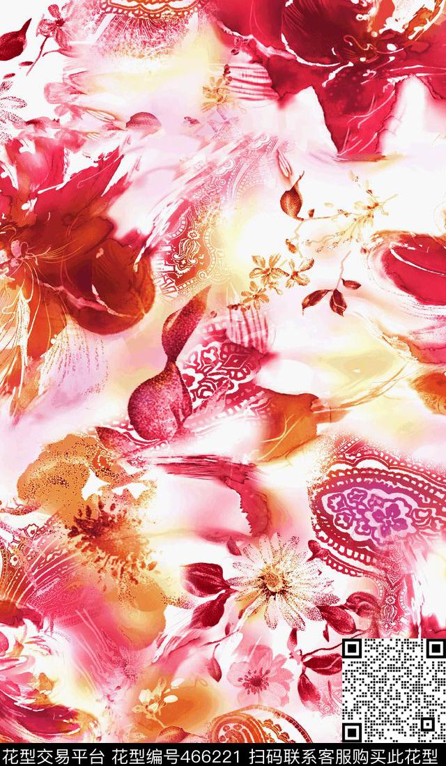花卉火腿纹时尚数码印花华亿平台下载（图片编号: 466221） - 瓦栏（Walan）