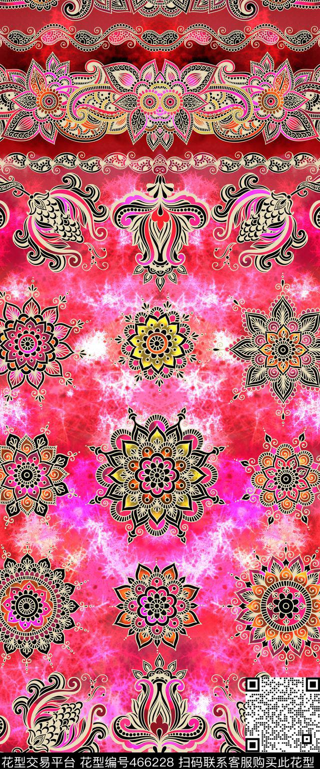 民族风波西米亚风佩斯利数码印花华亿平台下载（图片编号: 466228） - 瓦栏（Walan）