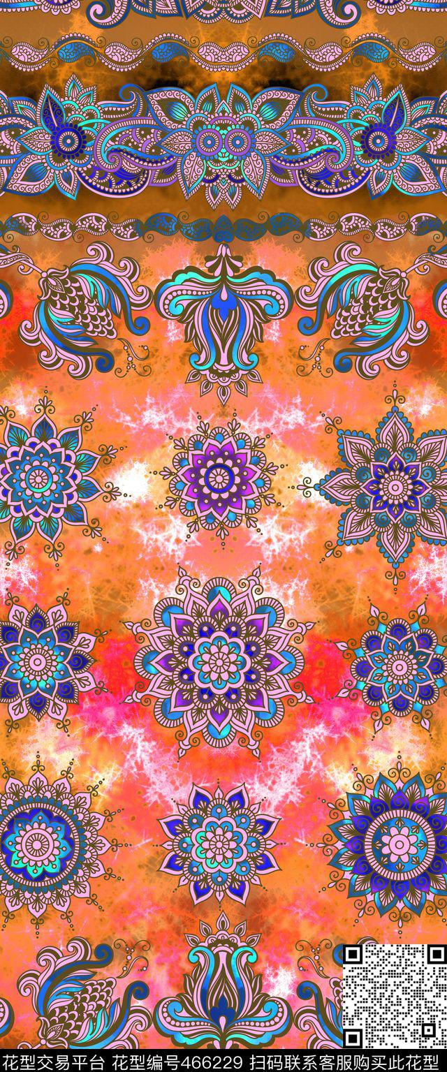 民族风波西米亚风佩斯利数码印花华亿平台下载（图片编号: 466229） - 瓦栏（Walan）