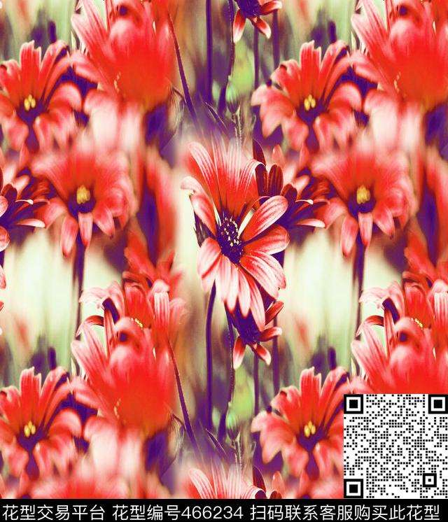 红玉花卉忧菊花数码印花华亿平台下载（图片编号: 466234） - 瓦栏（Walan）