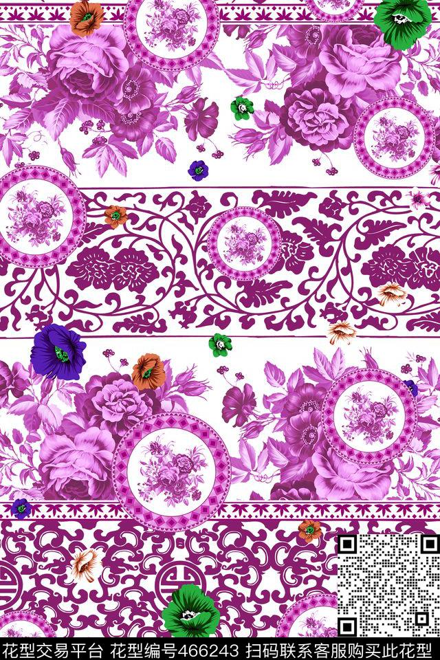 窗帘高档沙发布花卉传统印花华亿平台下载（图片编号: 466243） - 瓦栏（Walan）