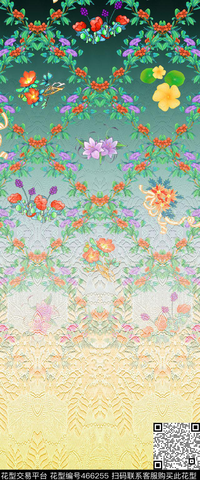 定位蕾丝花卉数码印花华亿平台下载（图片编号: 466255） - 瓦栏（Walan）