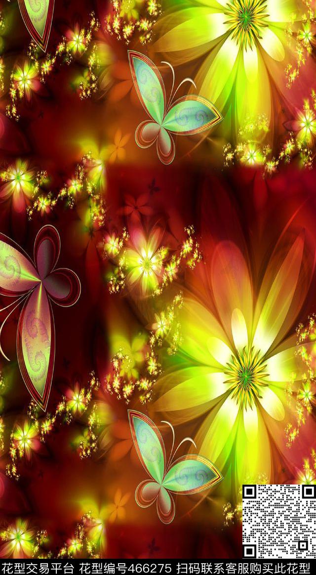 大花光盘色时尚数码印花华亿平台下载（图片编号: 466275） - 瓦栏（Walan）