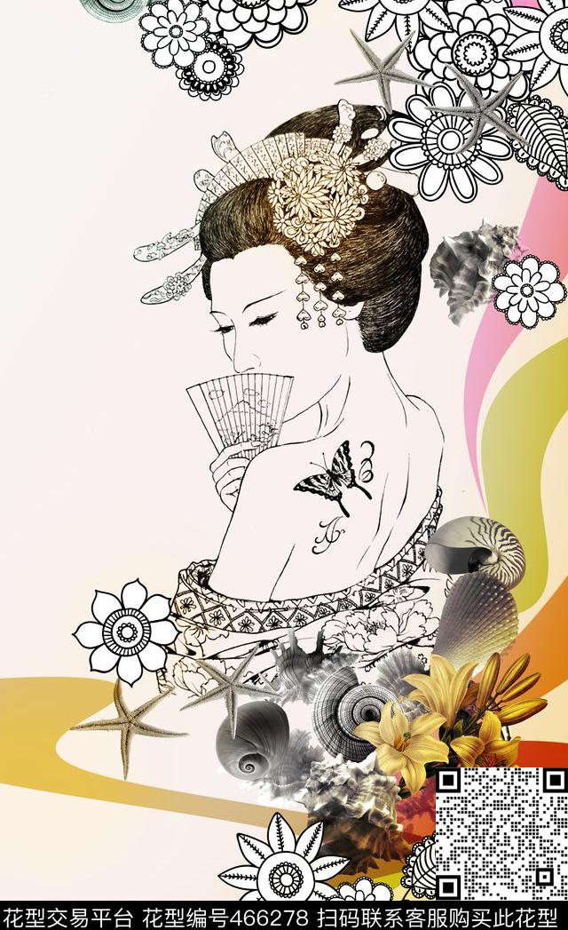 定位渐变美女数码印花华亿平台下载（图片编号: 466278） - 瓦栏（Walan）