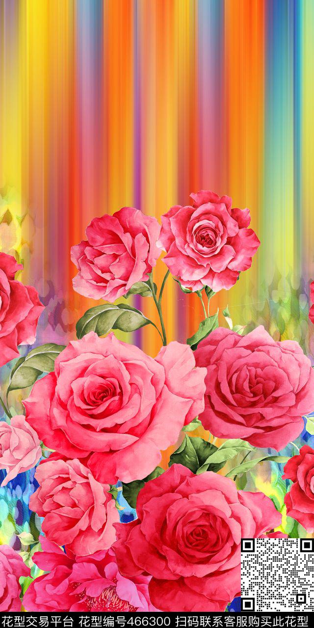 定位牡丹花手绘数码印花华亿平台下载（图片编号: 466300） - 瓦栏（Walan）