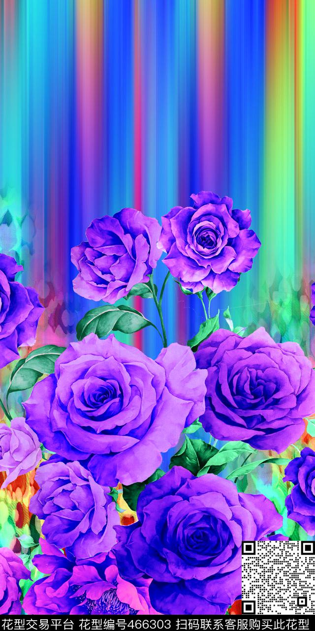 定位牡丹花手绘数码印花华亿平台下载（图片编号: 466303） - 瓦栏（Walan）