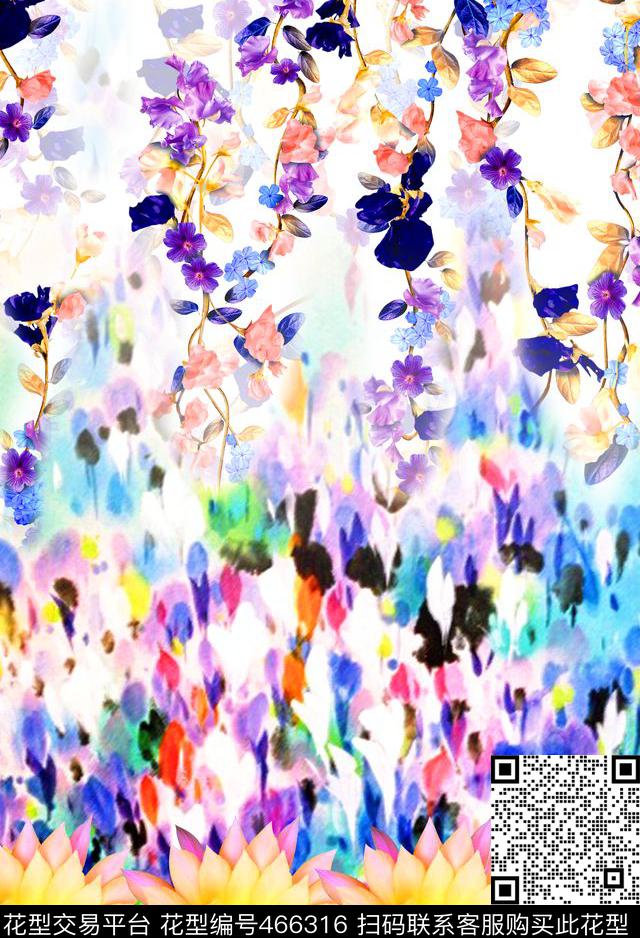 定位印花花卉公主风田园风流行时尚数码印花华亿平台下载（图片编号: 466316） - 瓦栏（Walan）