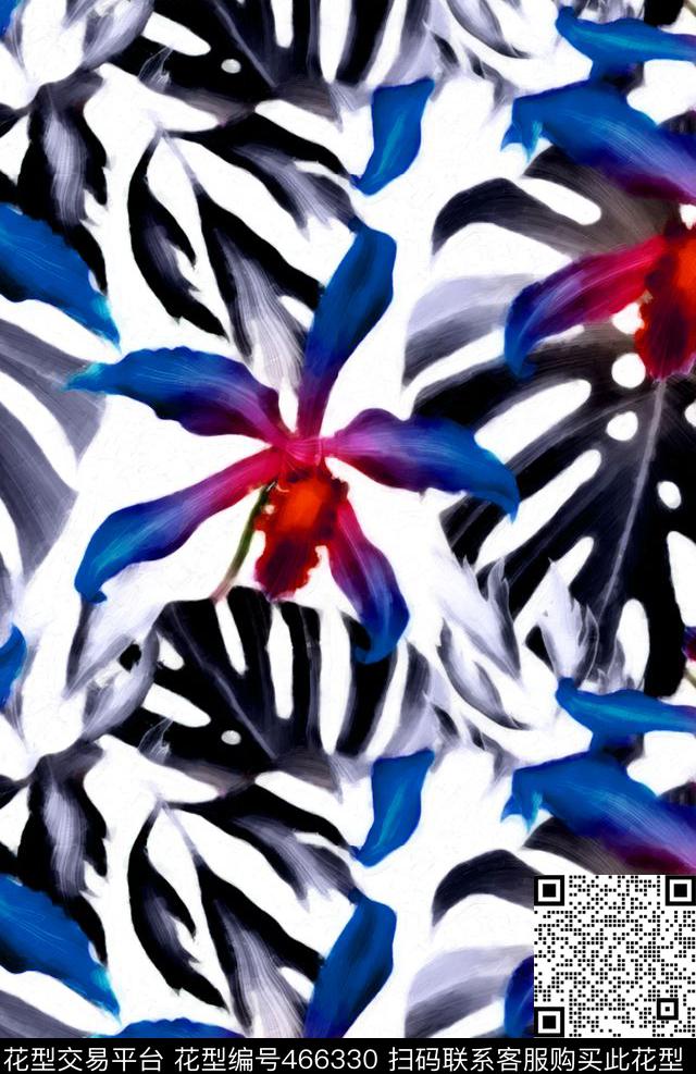 花卉女装大牌数码印花华亿平台下载（图片编号: 466330） - 瓦栏（Walan）