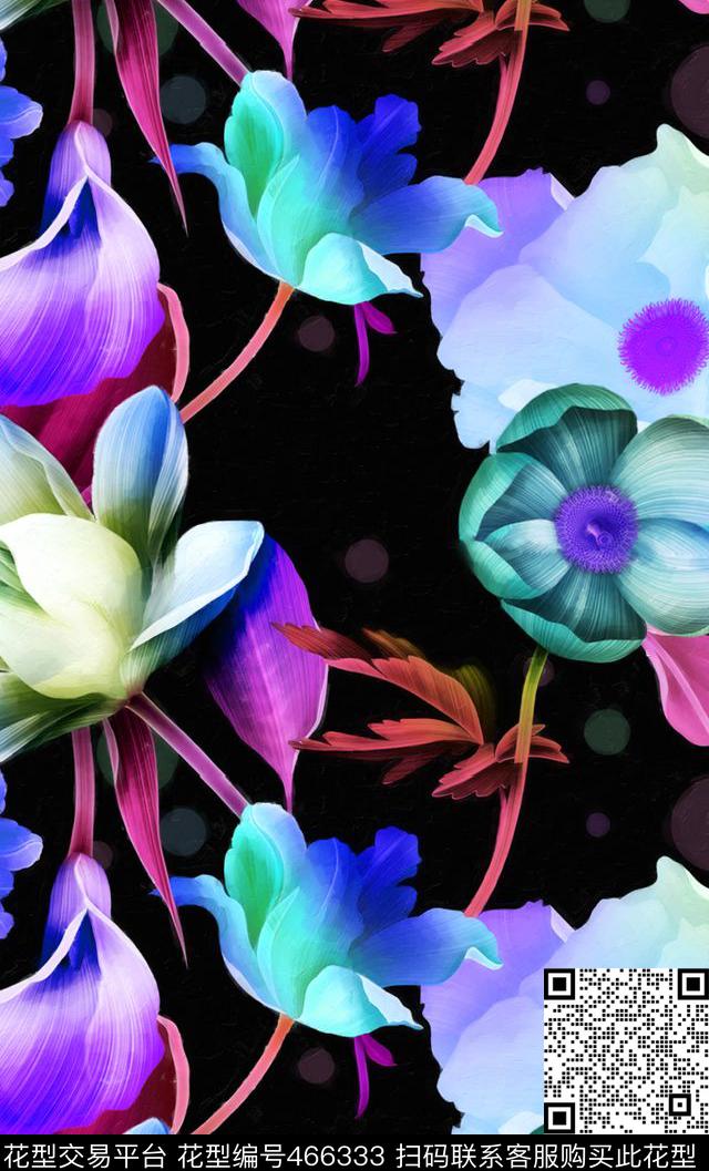 大牌花卉时尚数码印花华亿平台下载（图片编号: 466333） - 瓦栏（Walan）