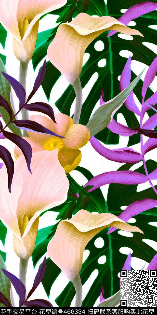 花卉大牌时尚数码印花华亿平台下载（图片编号: 466334） - 瓦栏（Walan）