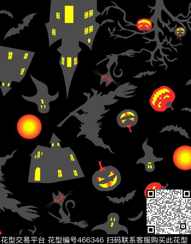 时尚童装万圣节主题印花时尚泳装传统印花华亿平台下载（图片编号: 466346） - 瓦栏（Walan）