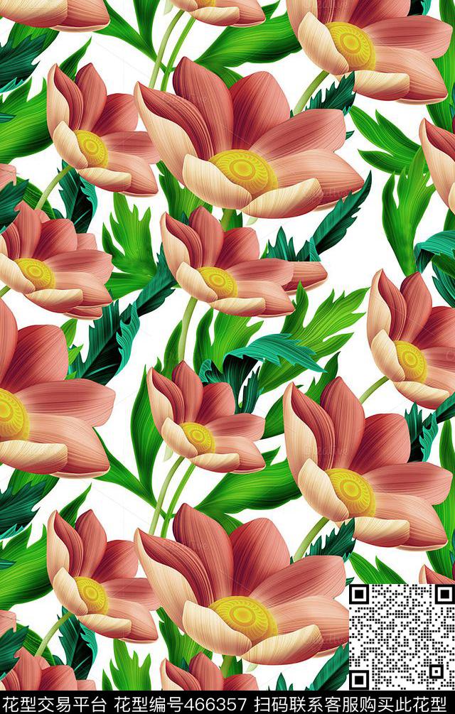 花卉大牌女装数码印花华亿平台下载（图片编号: 466357） - 瓦栏（Walan）