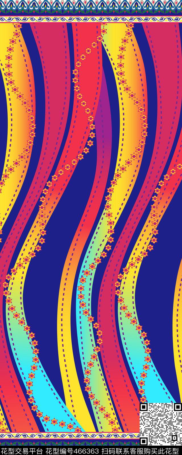 传统印花条纹纹样双边定位印花传统印花华亿平台下载（图片编号: 466363） - 瓦栏（Walan）