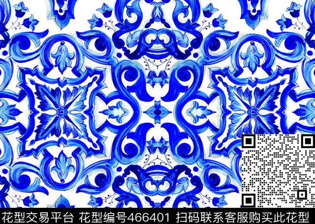 杜嘉班纳DG青瓷花青瓷色中国古典风传统印花华亿平台下载（图片编号: 466401） - 瓦栏（Walan）