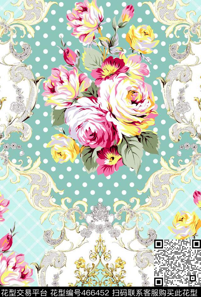 花卉花纹时尚数码印花华亿平台下载（图片编号: 466452） - 瓦栏（Walan）