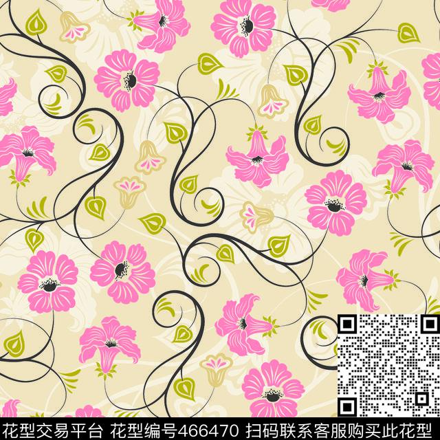 花卉中国风绚丽风格传统印花华亿平台下载（图片编号: 466470） - 瓦栏（Walan）