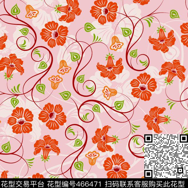 花卉中国风绚丽风格传统印花华亿平台下载（图片编号: 466471） - 瓦栏（Walan）