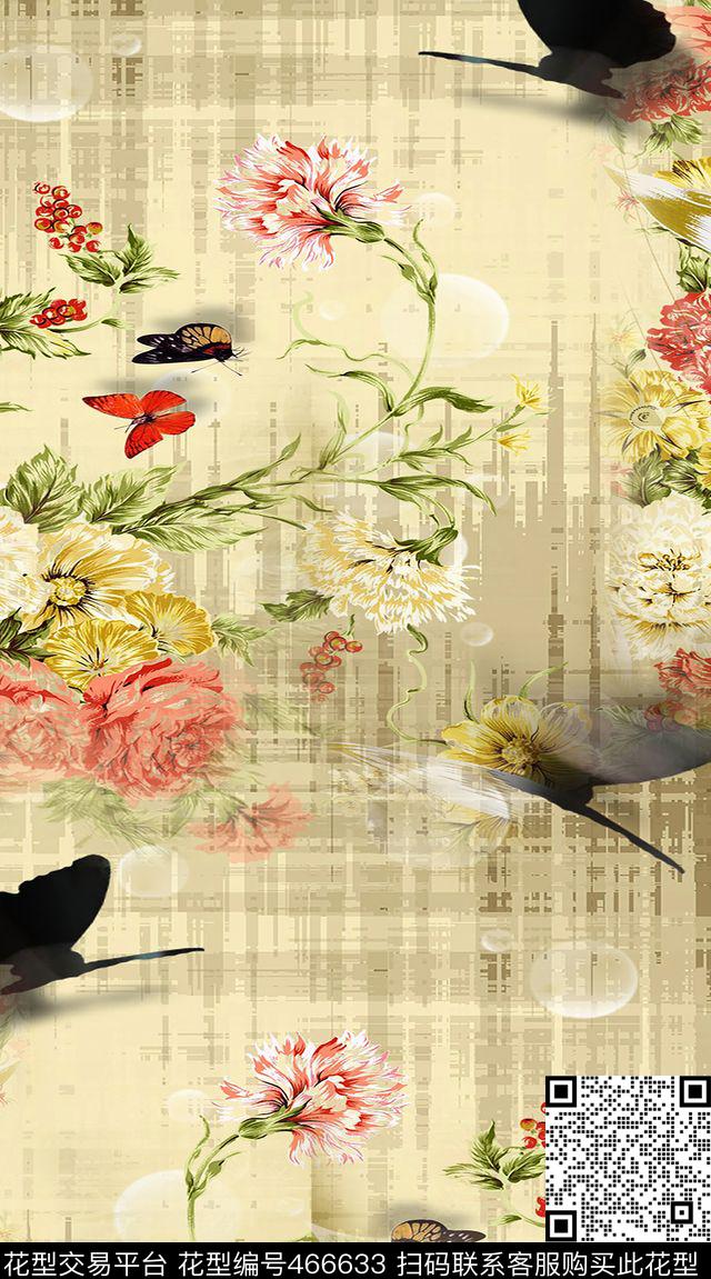 3D花卉牡丹组数码印花华亿平台下载（图片编号: 466633） - 瓦栏（Walan）